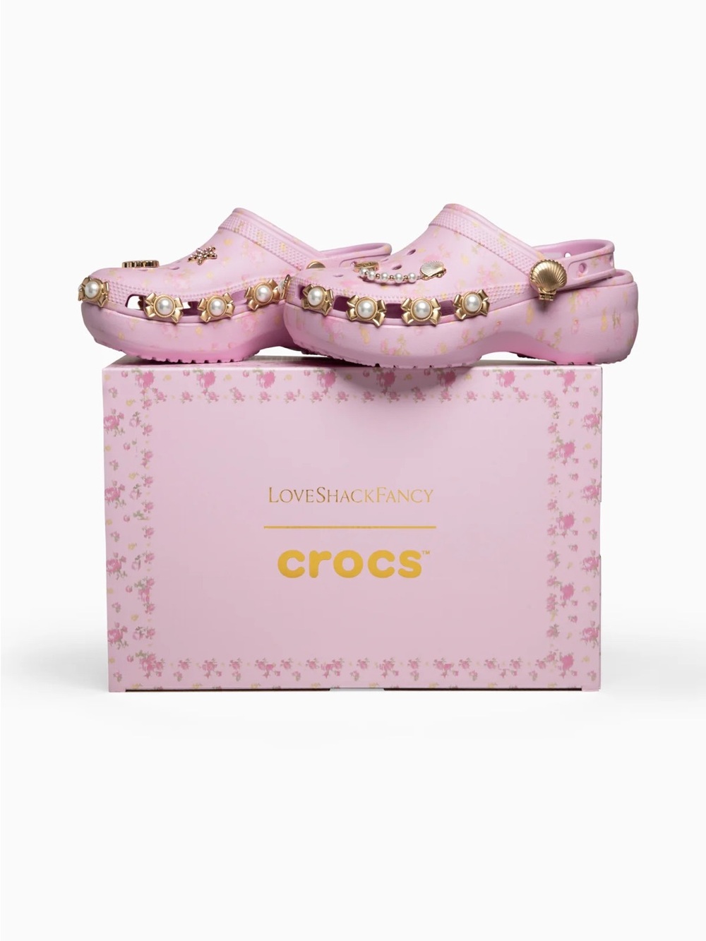 CROCS Pink Pearl-Embellished Clogs